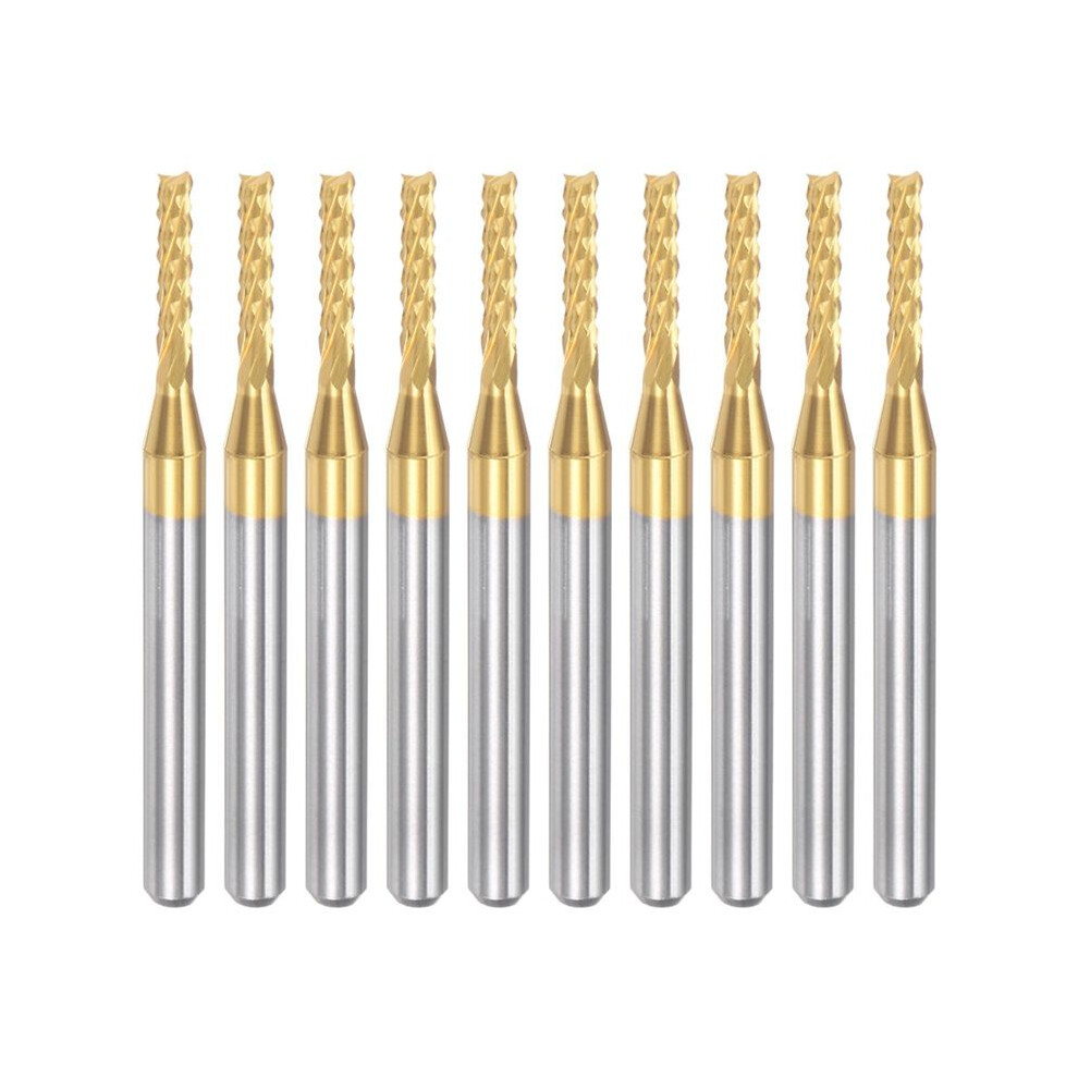 10Pcs Titanium Coat Carbide End Mill Engraving Milling Cutter Cnc Router Bits For Pcb Machine, 1/8 Inch Shank 1.8Mm 4714171187120