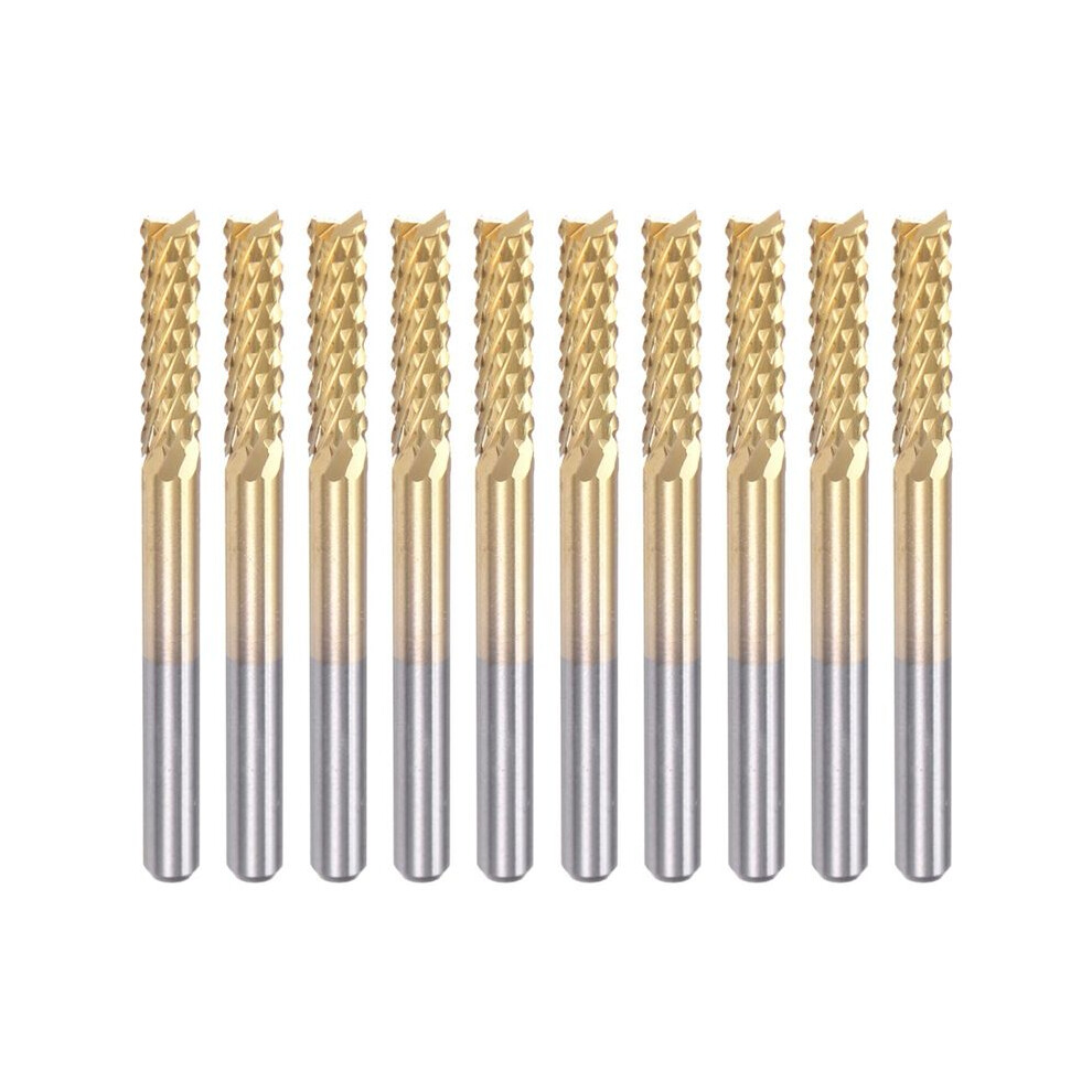 10Pcs Titanium Coat Carbide End Mill Engraving Milling Cutter Cnc Router Bits For Pcb Machine, 1/8 Inch Shank 3.175Mm 4711268907005