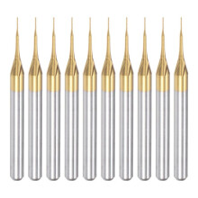 10PCS Titanium Coat Carbide End Mill Engraving Milling Cutter CNC Router Bits for PCB Machine, 1/8 Inch Shank 0.3Mm