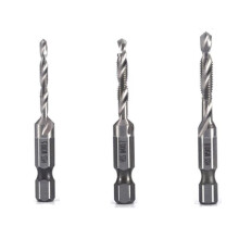 3Pcs M3 M4 M5 High-Speed Steel 4341 Titanium Plated Composite Tap Drill and Tap Integrated Machine Tap Open Chamfer Tool