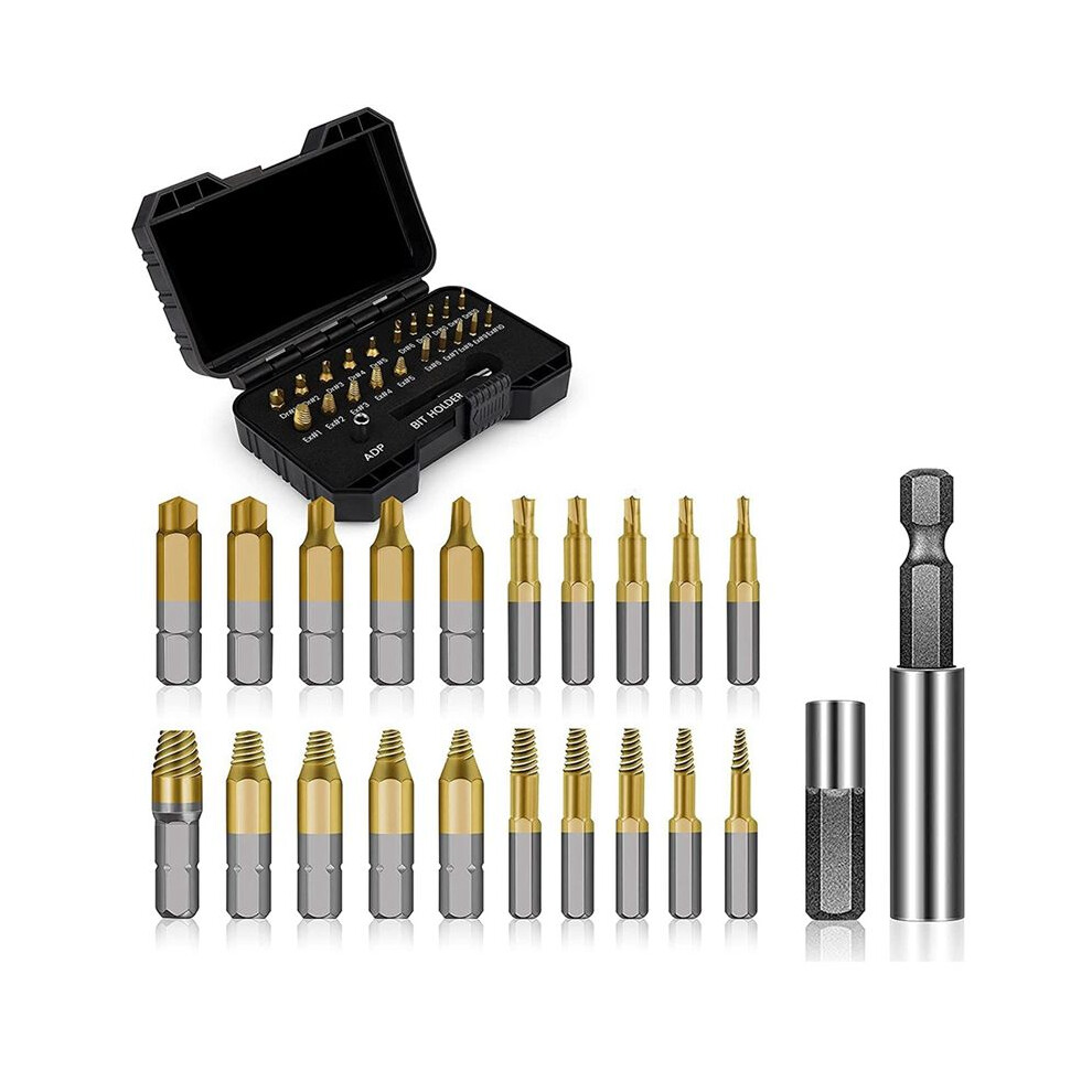 22Pcs Titanium Damaged Screw Extractor Set - Stocking Stuffers For Men Adults,Remover For Stripped Screws Nuts 4711482290112