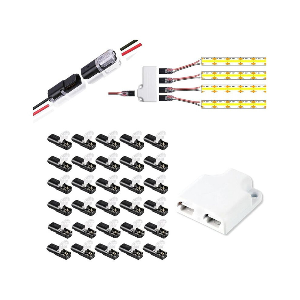 30Pack Double - Wire Plug-In Connector, Pluggable 2/3/4 Pin 2 Way Led Wire Connectors Low Voltage Wire Connectors 6033189777580