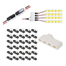 Paquete de 30 Conectores Enchufables de Doble Cable, Conectores de Cable LED Enchufables de 2/3/4 Pines y 4 VíAs Conectores de Cable de Bajo Voltaje