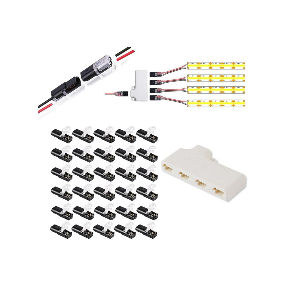 30Pack Double - Wire Plug-In Connector, Pluggable 2/3/4 Pin 4 Way Led Wire Connectors Low Voltage Wire Connectors 6033189784458