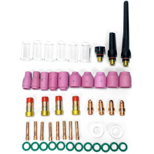49pcs TIG Welding Torch Accessories Kit Alumina Nozzle Collets Body Stubby Lens 12 Glass Cup Consumables Kit