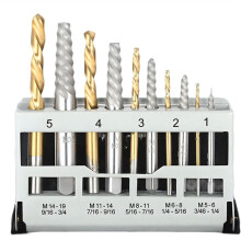10Pcs Cobalt Left Hand Drill Bit and Alloy Steel Extractors Set with Metal Case Tool Kit for Broken Bolt Removal