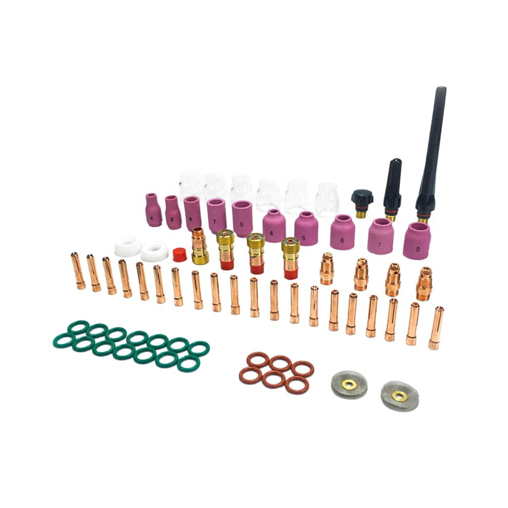 71Pcs Tig Welding Torch Accessories Kit Alumina Nozzle Collets Body Stubby Lens 12 Glass Cup Consumables Kit 4711076803872