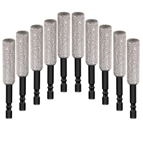 10-Pack 12MM Dry Diamond Core Drill Bit Set for Ceramic,Granite,Tile,Glass,Marble,Brick,Stone with 1/4 Hex Shank