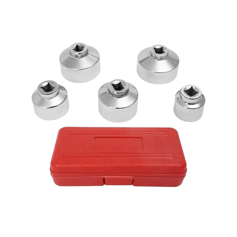 5X Universal Oil Filter Caps Wrench Socket Set 24Mm 27Mm 32Mm 36Mm 38Mm With A Storage Case Removal Tool 6031515050420