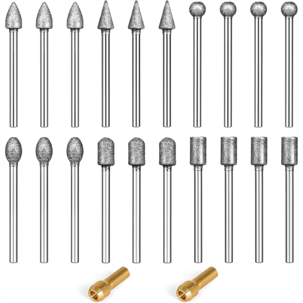 120 Grit Diamond Grinding Bit Set 1/8 Inch Shank, Diamond Burr Bits Compatible For Stone Resin Porcelain Carving 4711480574993