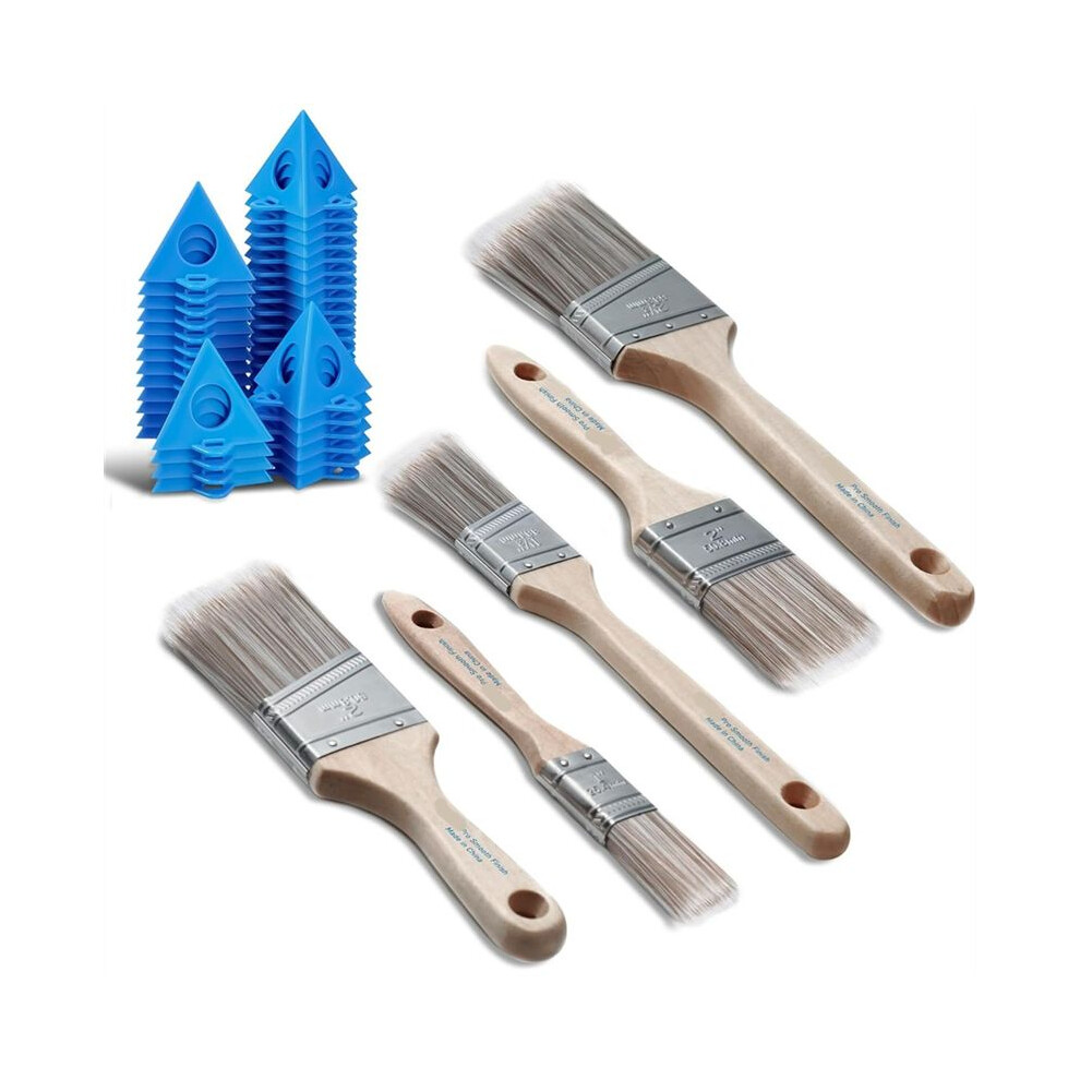 Paint Brushes Pyramid Stand:5-Pack Flat&Angle Paint Brushes, 36Pcs Painters Triangle Stands Kit For Latex And Oil Paints 6031329089487