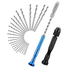 Set di Trapani Manuali Pin Vise con Trapano Rotante A Spirale Semiautomatico e 25 Punte Elicoidali Micro-Tipo (0,5-3 mm)