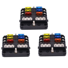 3X 6-Way Waterproof Fuse Block,with LED Indicator 12 Circuits with Negative Marine Fuse Box for 12/24V