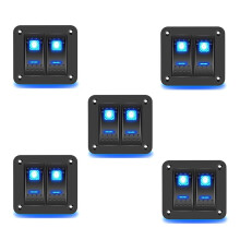 5X Panel de Interruptor Basculante 2 Bandas, 5 Pines, Encendido Y Apagado, Interruptor Basculante Precableado, Panel Interruptor Impermeable para