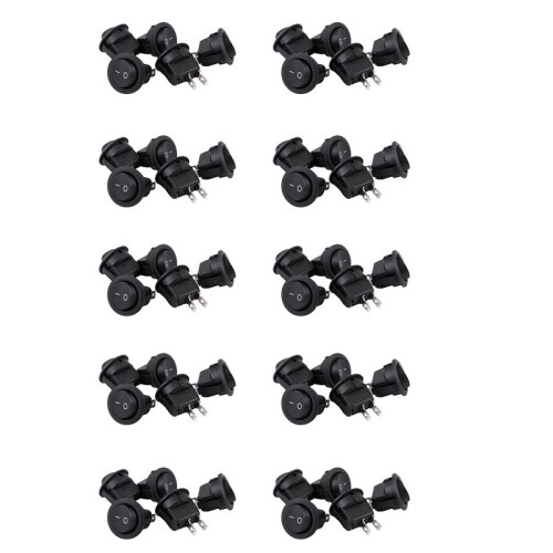 50Pcs SPST Black Button /Off Round Rocker  AC 6A/250V 10A/125V