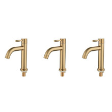 3X Pinsel Gold Einzelnes Kaltes Becken Wasserhahn 304 Material Waschen Becken Mixer Waschen Becken Wasserhahn Wasser Waschen Mixer Zapfhahn-A