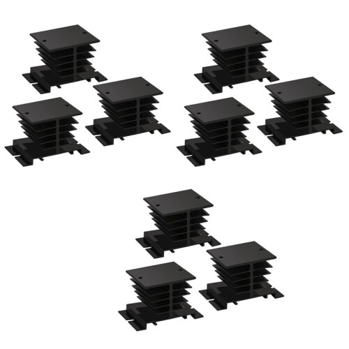9PCS Heatsink PID Temperature Controller Heat Sink for Solid State Relay and SSR Radiator Module Black for SSR-10,25,40A