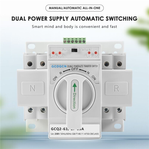 Dual Power Automatic Transfer  2P63A  Gear  Cb Class Ats Home Single Phase 220V 1