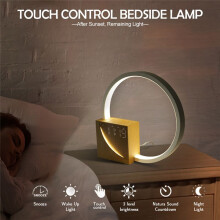 Wake Night Light with Alarm Clock for Bedroom 3 Level Dimmable Touch Table Lamp with White Noise for Kids EU Plug