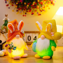 Leuk Paaskaboutercadeau, LED-Verlichte Kabouterlamp met Hoed, Kabouterbinnendecoratie voor Thuis Geel