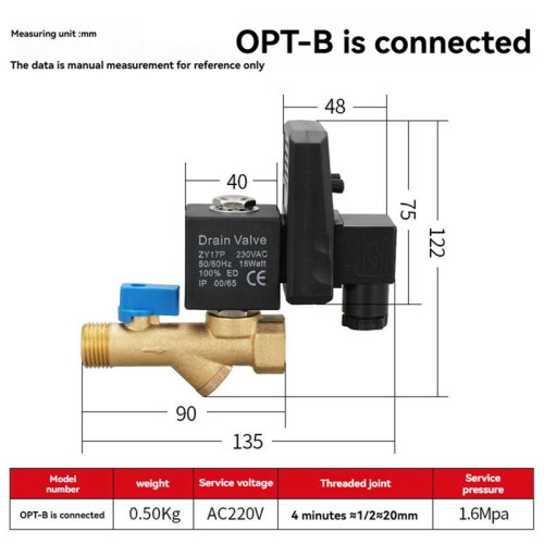 Electronic Drain Valve Air Compressor Filter Dryers Air Storage Tank Drain Cooler Separators Electromechanical Valve,A 1