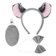 4Sets Koala Kostümset Für Frauen Grau Mit Kopfband, Fliege