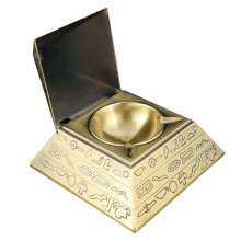 4Stk Multifunktionaler Aschenbecher Pyramide Gold Metall Büro