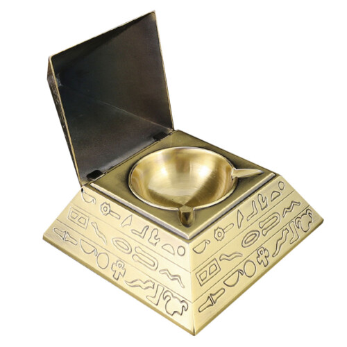4Stk Multifunktionaler Aschenbecher Pyramide Gold Metall Büro