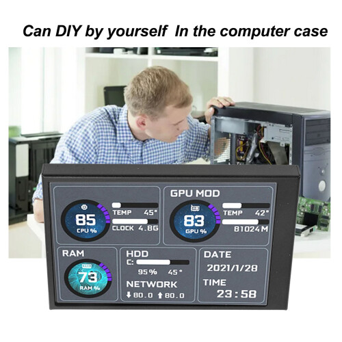 3.5 Inch IPS USB C Secondary Screen for Computer Temperature Display 2