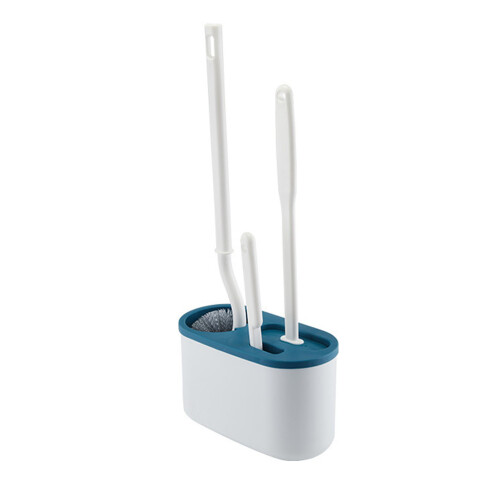 Toilettenbürste mit Halter, lang & weich, Blau 2