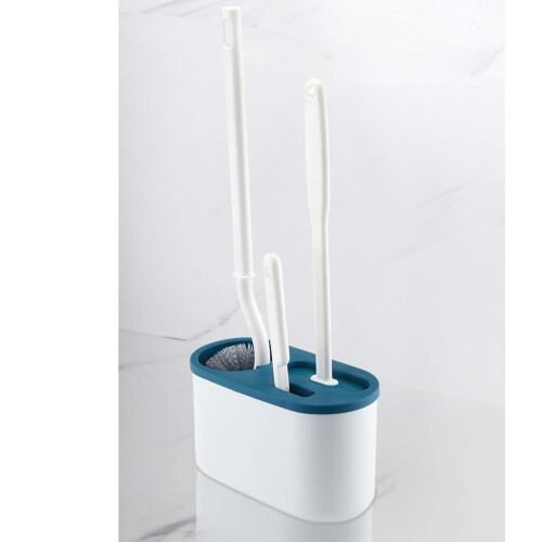 Wand-Toilettenbürsten-Set, weiche Borsten, Blau