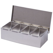 Caja de Condimentos de 4 Secciones Caja de Ingredientes de Acero Inoxidable Salsa de Queso Caja de AzúCar Caja de Especias Tarro de Especias