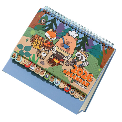 2026 Desktop-Monatskalender, Cartoon-Capybara-Kalender,-C