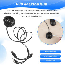 Concentrador USB USB 2.0 Arandela de escritorio Concentrador USB 2.0 Audio Adaptador de montaje en escritorio Montaje de 3 puertos en escritorio