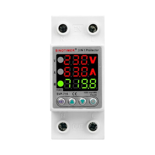 220V Adjust Voltage Relay over Under Voltage Protector over Current Limit Wattm KWH  Meter Power Comsumption 63A 2