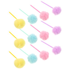 60Pièces Stylos Pompon Fluffy En Plastique Coloré Pour Usage