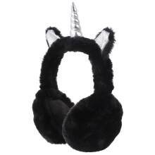 3Pièces Cache-Oreilles Peluche Licorne Noir Confort Pour Automne