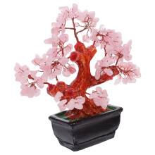 5Pièces Décor Cristal Rose Bonsai Artificiel Feng Shui