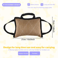 Durable Dog Training Bite Tug Toy with 3 Handles Jute Linen Bite Pillow