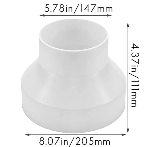 4X Ventilation Pipe Reducer Adapter Pipe Air Duct Adapter Pipe Connector for Inline Ventilation System(200-150mm) 2
