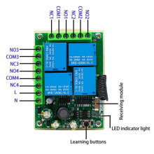 RF Wireless Remote Control 433Mhz AC 110V 120V 240V 220V 30A 4CH Relay for Garage Door Light Door Access System