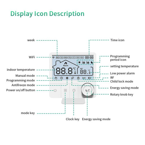 Tuya Wifi Boiler Thermostat Wireless Heating Room Thermostats, Heating Programmable Thermostat Heating Controller