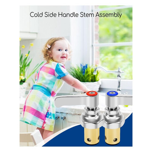 Handle Stem Assembly Fits for Brass Faucets Replace,-Cold and Red-Hot Side Spindle Assembly Valve Replacement Part