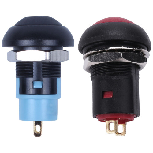 2 Pcs -Off Latching Waterproof 12mm Push Button  SPST 2A IP67, Red & Black 1