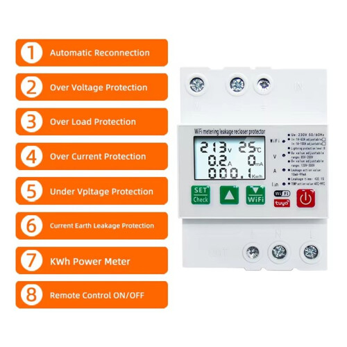 WiFi Circuit Breaker over Under Voltage Leakage Protector for Compatible with Wide Application 1