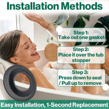 12Pack Tub Stopper Gasket Universal Fit for Tip Toe - High Elastic Rubber Seal, Prevents Leaks for Bath Drain Assemblies