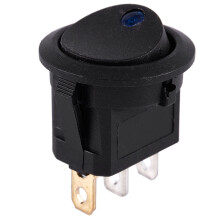 12V LED Inverter Rocking Rocker ROUND SPST with YX-X0001 12V Battery Undervoltage Management Module