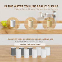 Faucet Extender Filter,8pcs Replacement Set with 2 Carbon Fiber & 6 PP Cotton Filters for Home Bathroom Kitchen