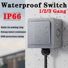 IP66 Waterdichte 2-Weg Buitenwandschakelaar met 1-Voudige Drukknop, 16A Stofdicht voor Thuis en Tuin