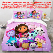 (Double(200x200cm)) House Doll Gabbys 3d Printed Duvet Pillowcase Bedding Set Bedroom Kids Twin
